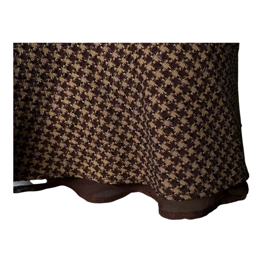 Vintage Dressbarn Woman Brown Tweed Two-Piece Flare Skirt Set Plus Size 16W